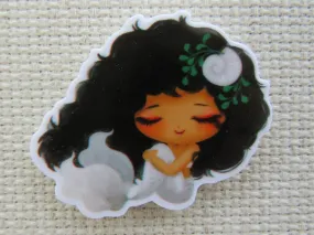 Silver Tail Mermaid with Black Hair Needle Minder, Cover Minder, Magnet