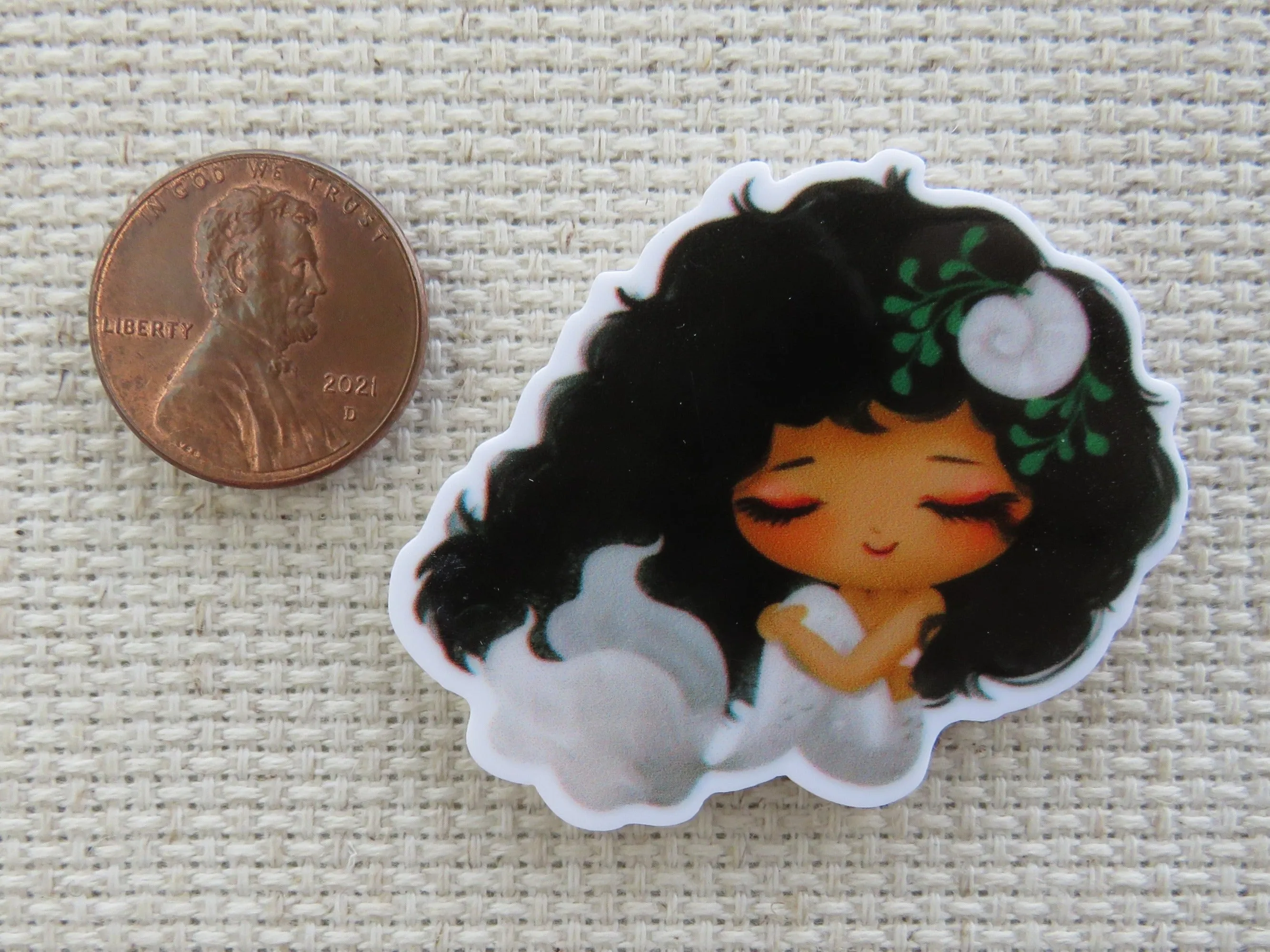 Silver Tail Mermaid with Black Hair Needle Minder, Cover Minder, Magnet