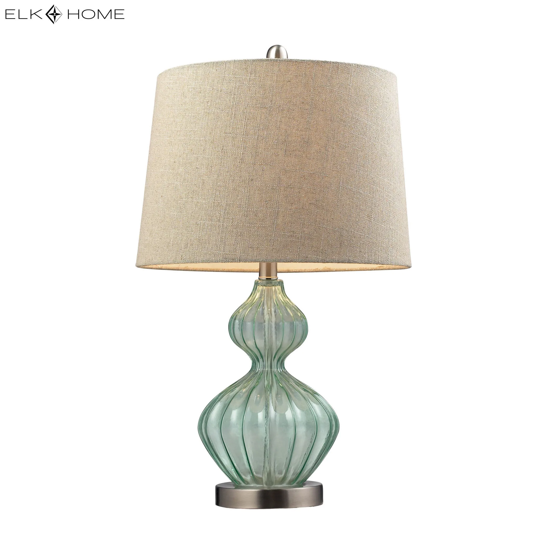 Smoked Glass 25" Table Lamp in Brushed Steel