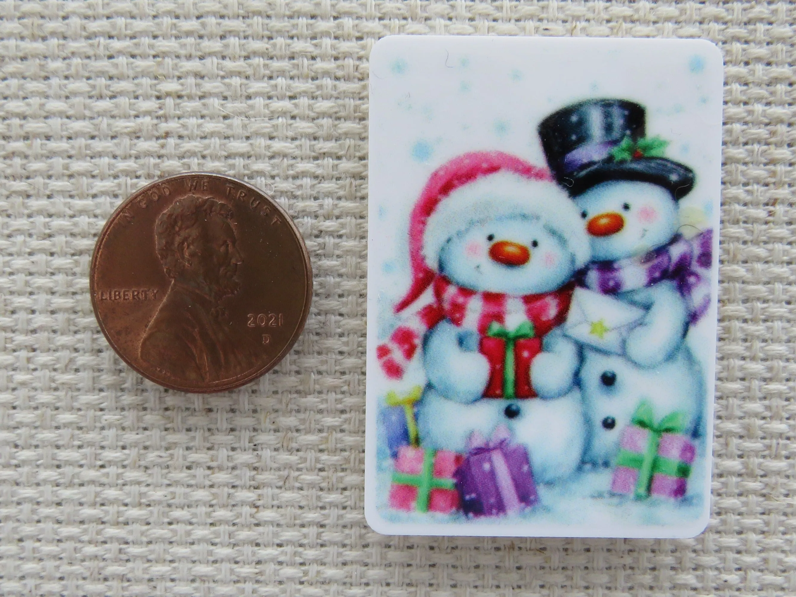 Snowman Couple Needle Minder, Cover Minder, Magnet