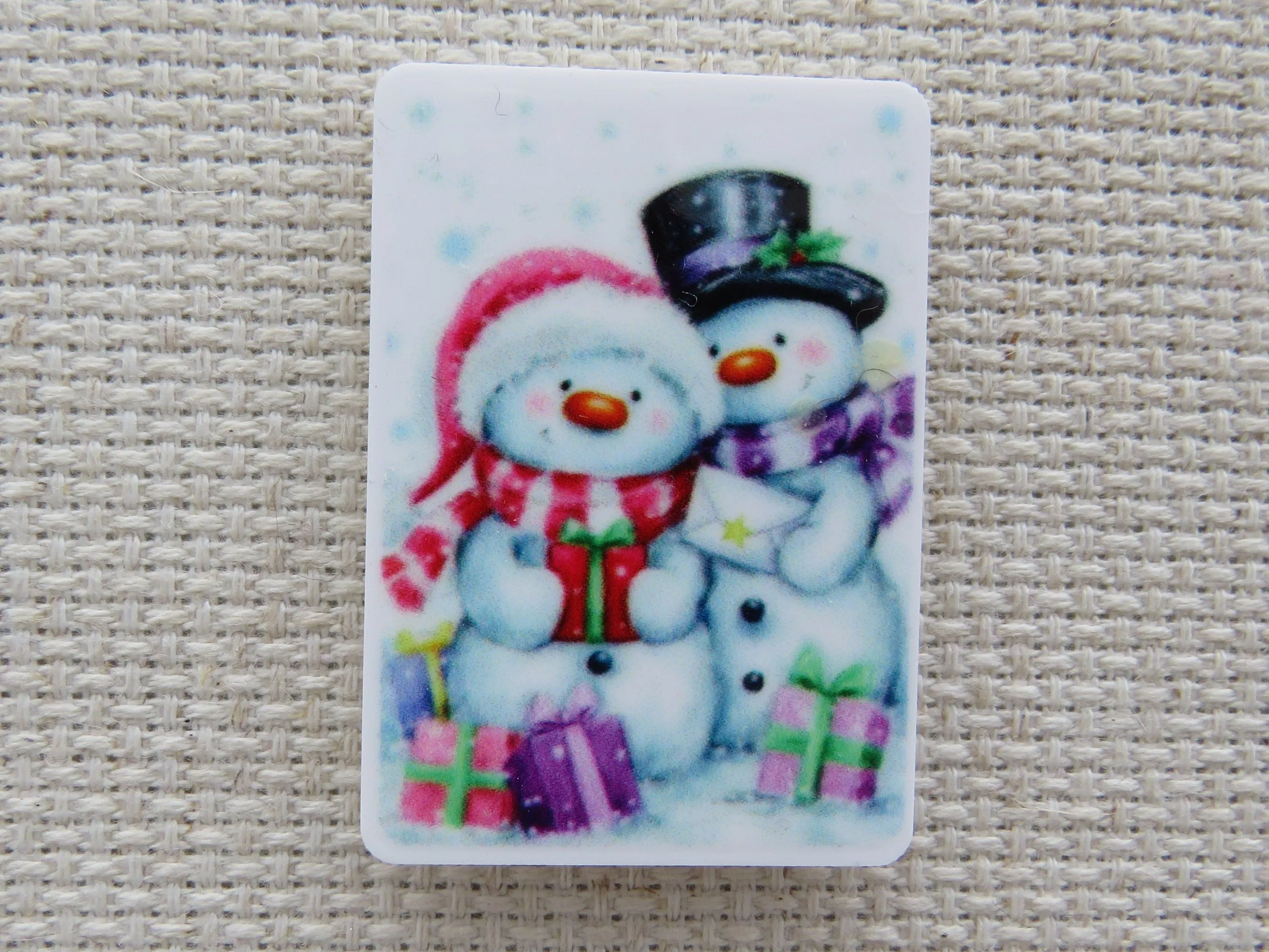 Snowman Couple Needle Minder, Cover Minder, Magnet