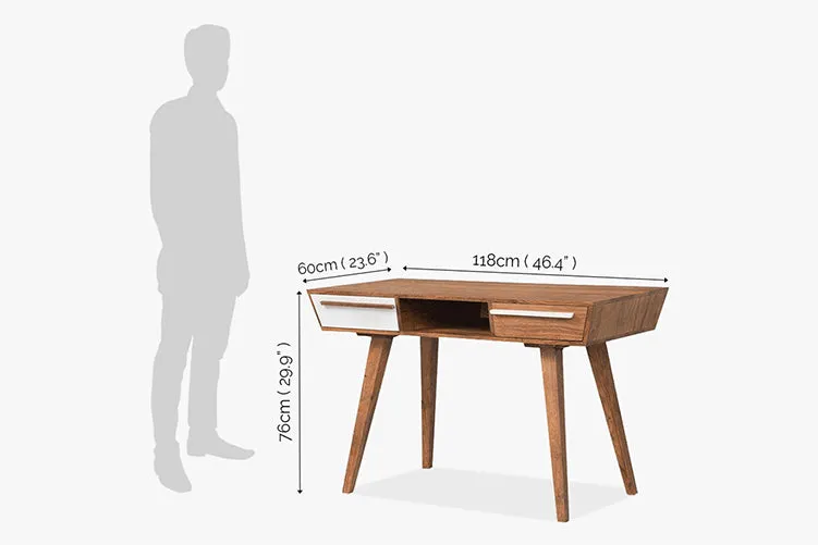 Solid Wood Ellen Study Table with 2 Drawers