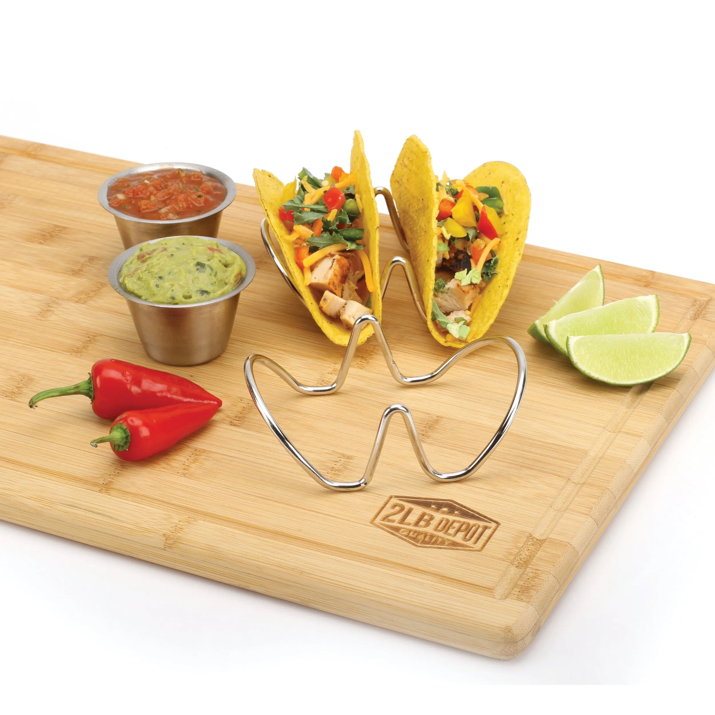 Taco Holders Set of 2 Premium Stainless Steel Stackable Stands, Each Rack Holds 2 Hard