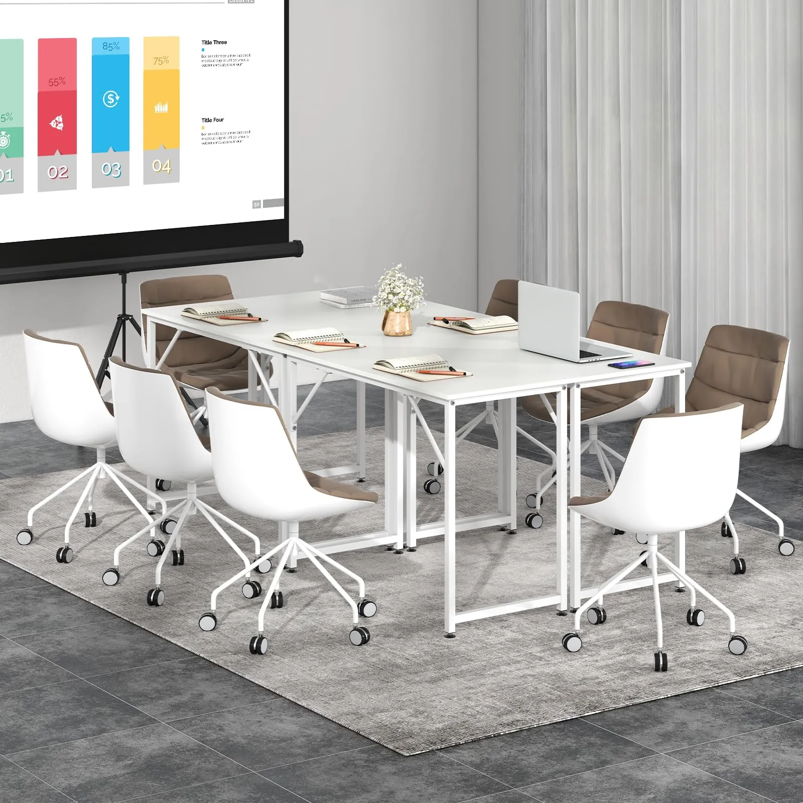 Tangkula Conference Tables, Rectangular Meeting Room Table with Adjustable Foot Pads, Seminar Table for School or College