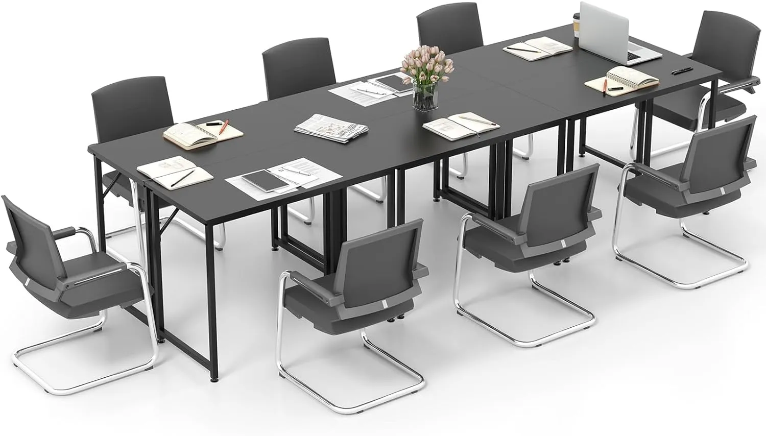 Tangkula Conference Tables, Rectangular Meeting Room Table with Adjustable Foot Pads, Seminar Table for School or College