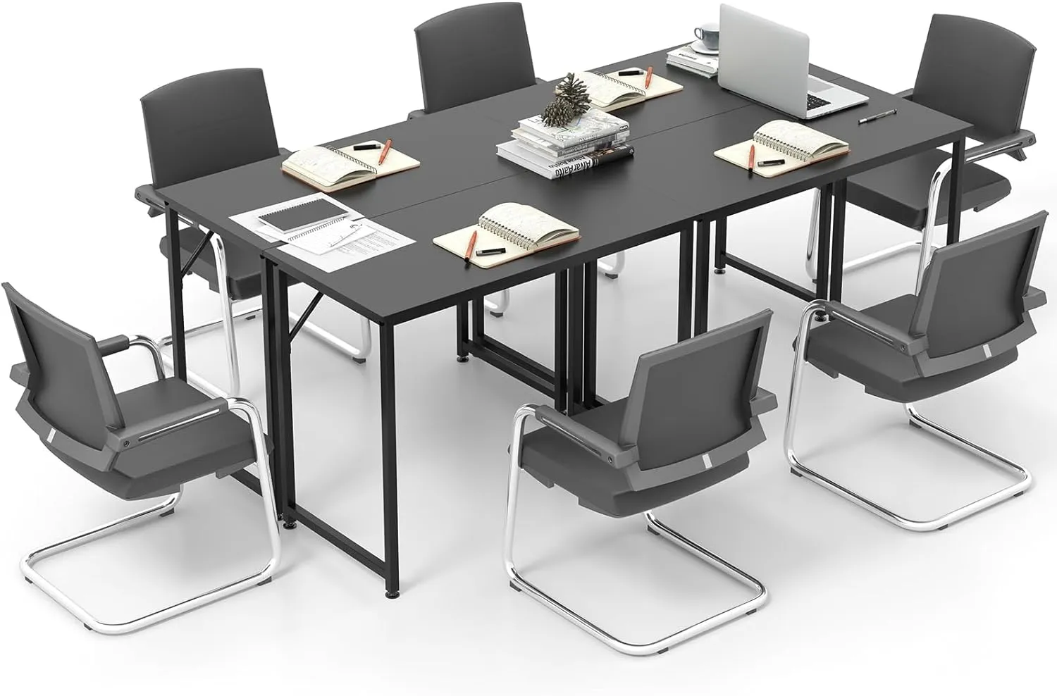 Tangkula Conference Tables, Rectangular Meeting Room Table with Adjustable Foot Pads, Seminar Table for School or College