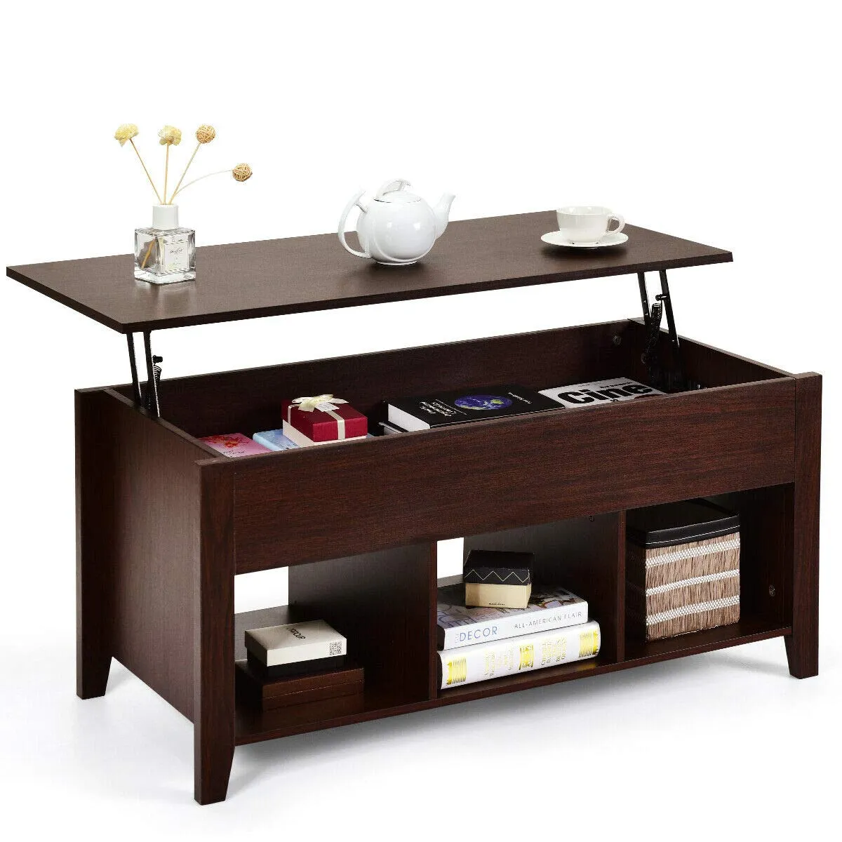 Tangkula Lift Top Coffee Table, with Hidden Storage Compartment and Shelf