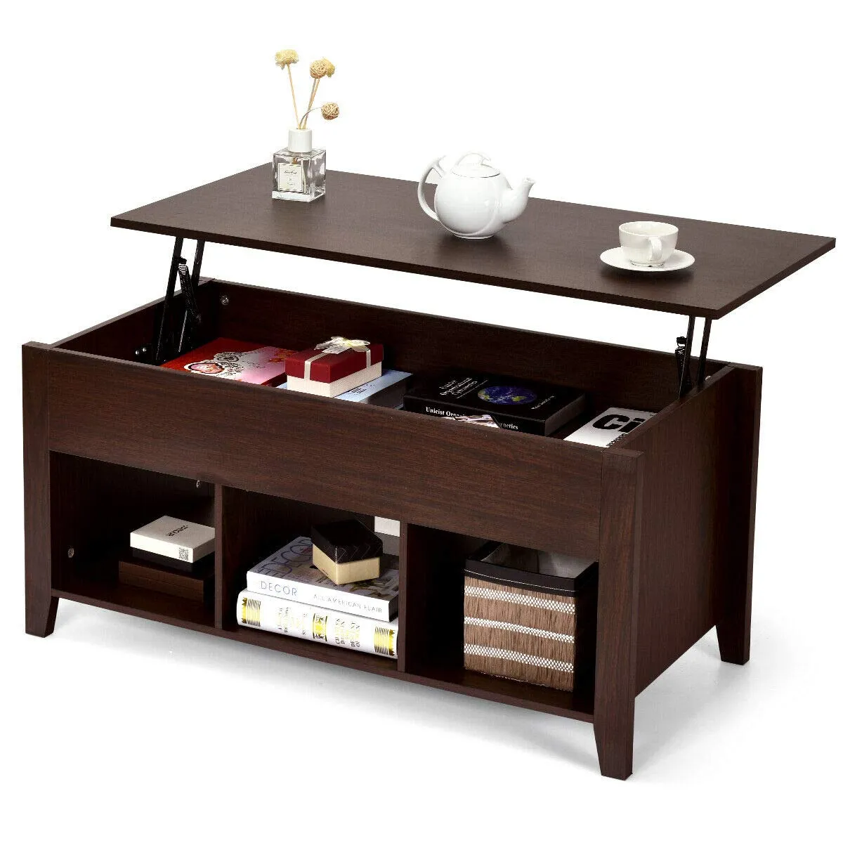 Tangkula Lift Top Coffee Table, with Hidden Storage Compartment and Shelf