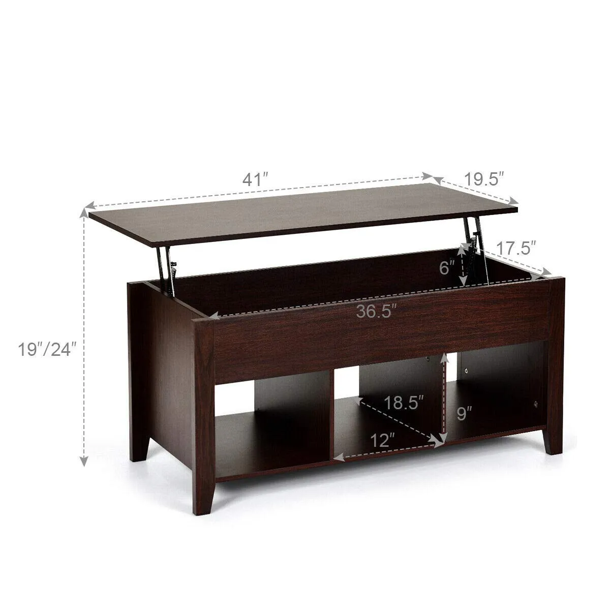 Tangkula Lift Top Coffee Table, with Hidden Storage Compartment and Shelf