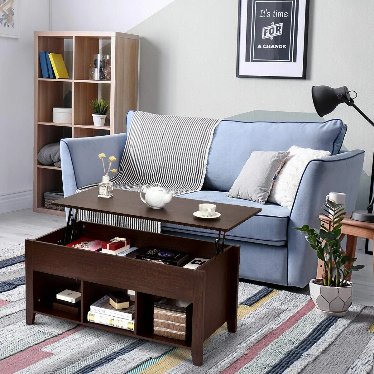 Tangkula Lift Top Coffee Table, with Hidden Storage Compartment and Shelf