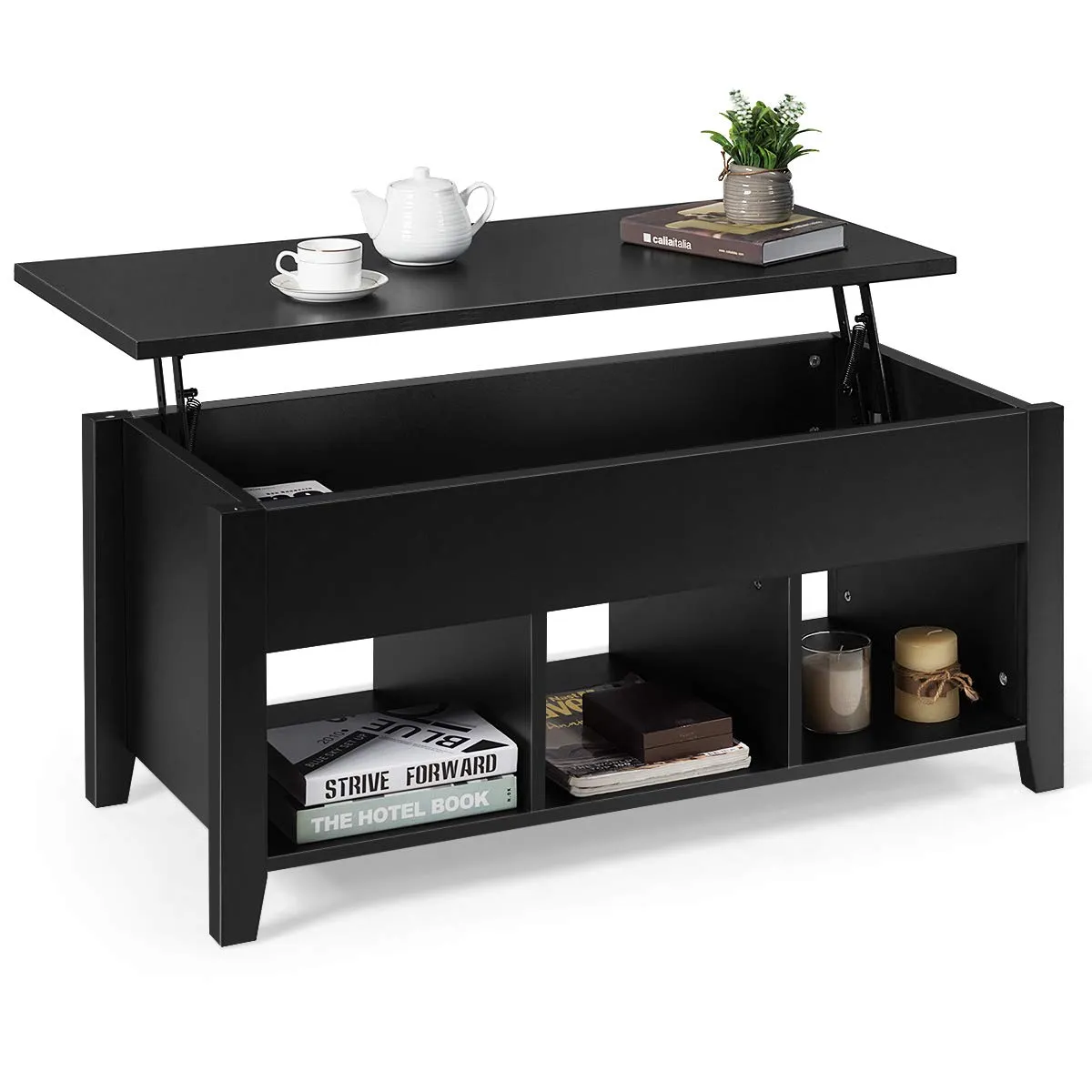 Tangkula Lift Top Coffee Table, with Hidden Storage Compartment and Shelf