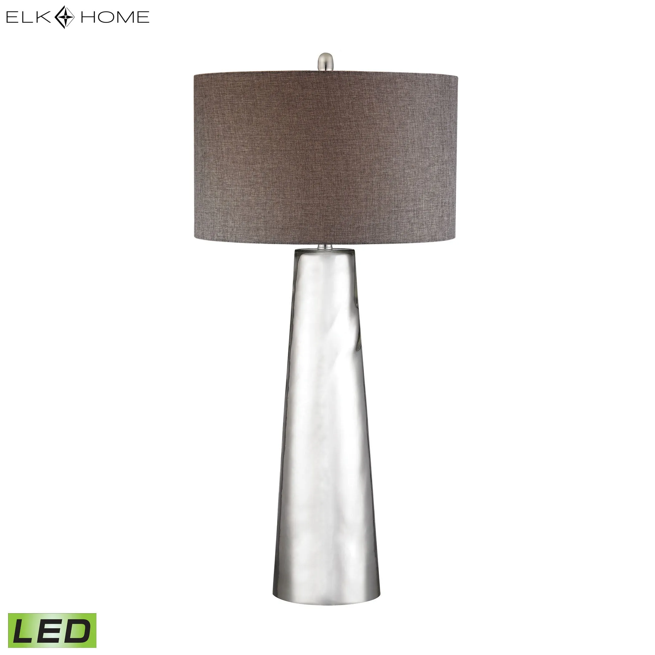 Tapered Cylinder 37.5" LED Table Lamp in Silver Mercury