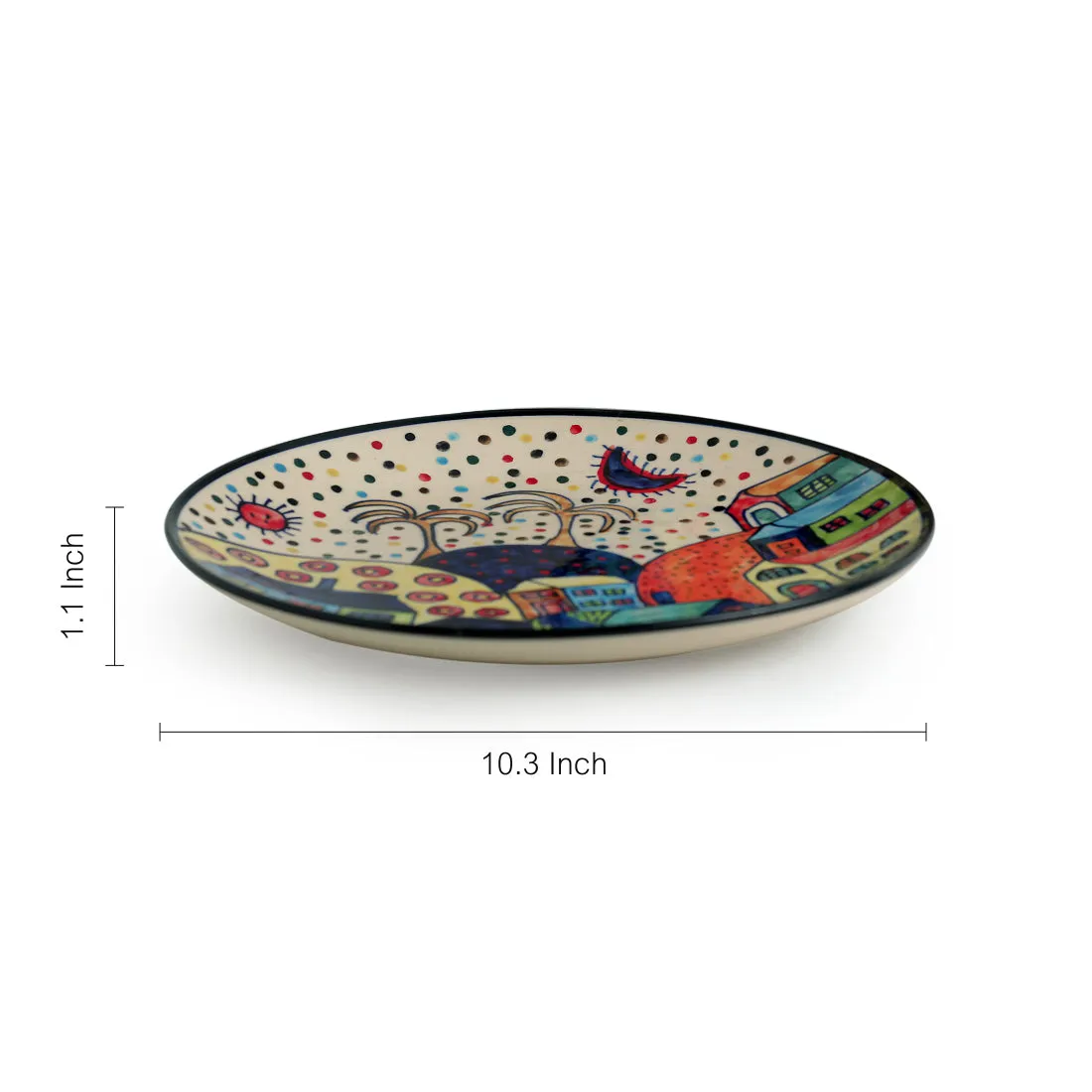 'The Hut Family' Hand-Painted Ceramic Dinner Plates (25.4 cm, Set Of 6)