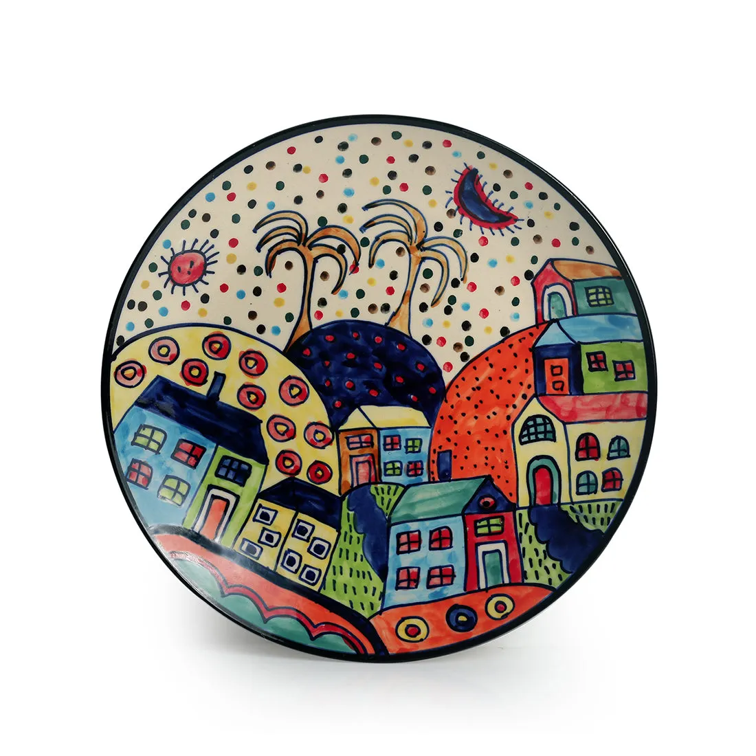 'The Hut Family' Hand-Painted Ceramic Dinner Plates (25.4 cm, Set Of 6)