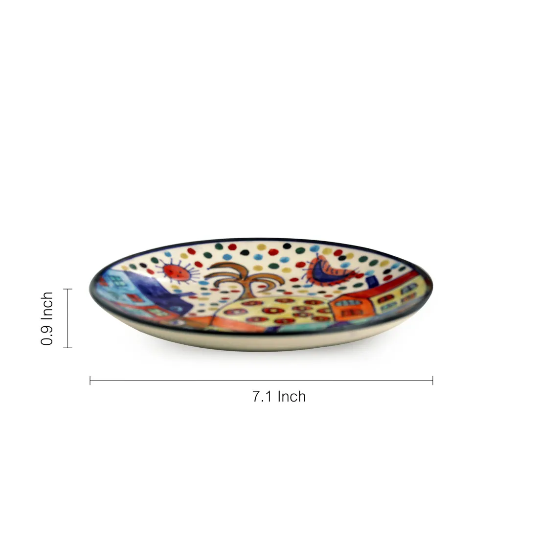 'The Hut Family' Handpainted Ceramic Quarter Plates (7 Inch, Set Of 6)