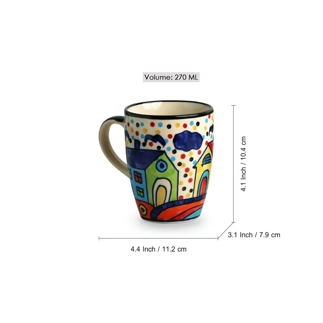 'The Hut Jumbo Cuppas' Hand-Painted Mugs In Ceramic (Set Of 2)