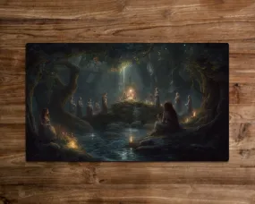 The Secret Meeting of the Woodland Elves - MTG Playmat - 24 x 14 inches -Playmat for TCG - Handcrafted