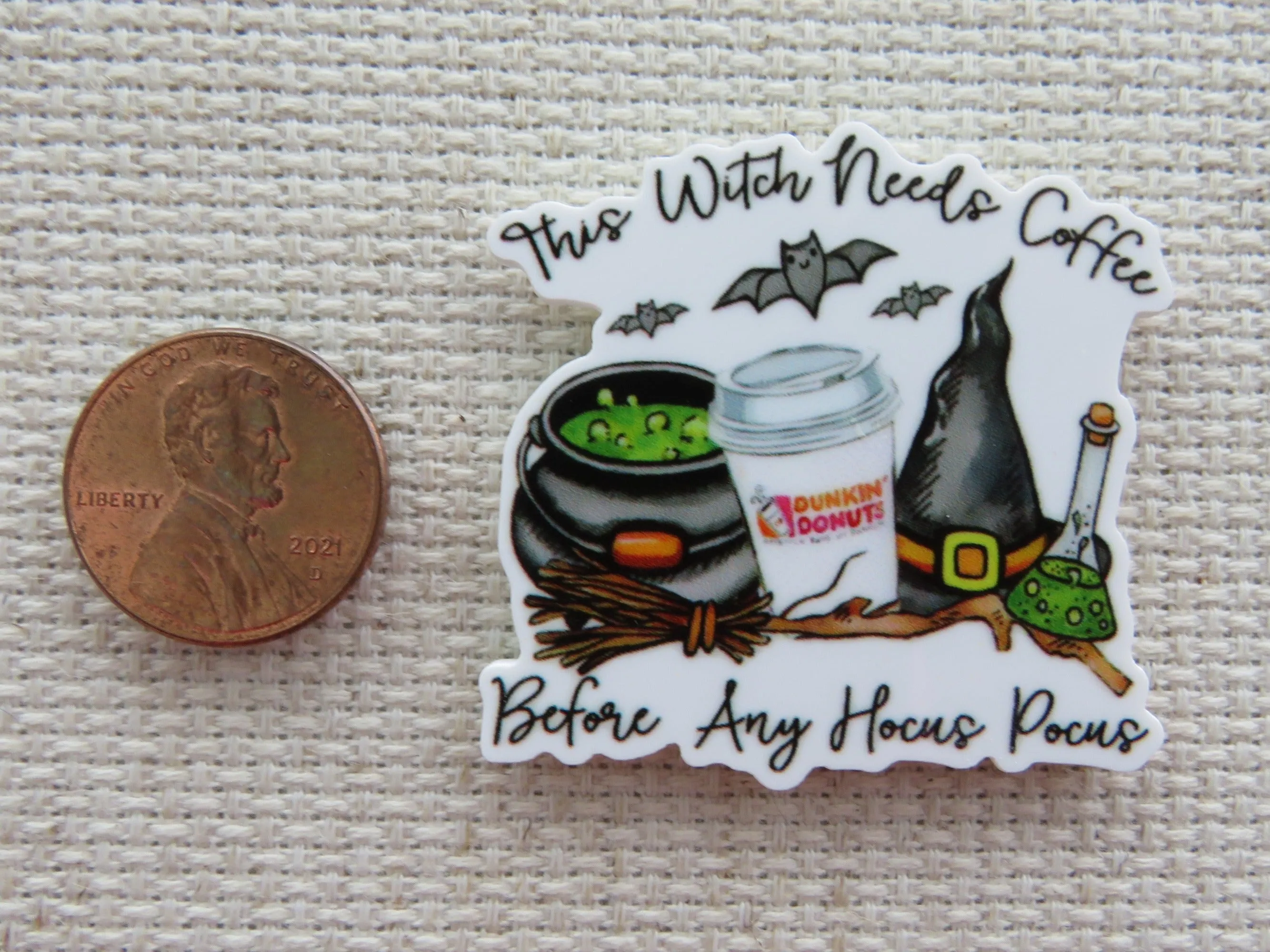 This Witch Needs Coffee Before Any Hocus Pocus Needle Minder, Cover Minder, Magnet