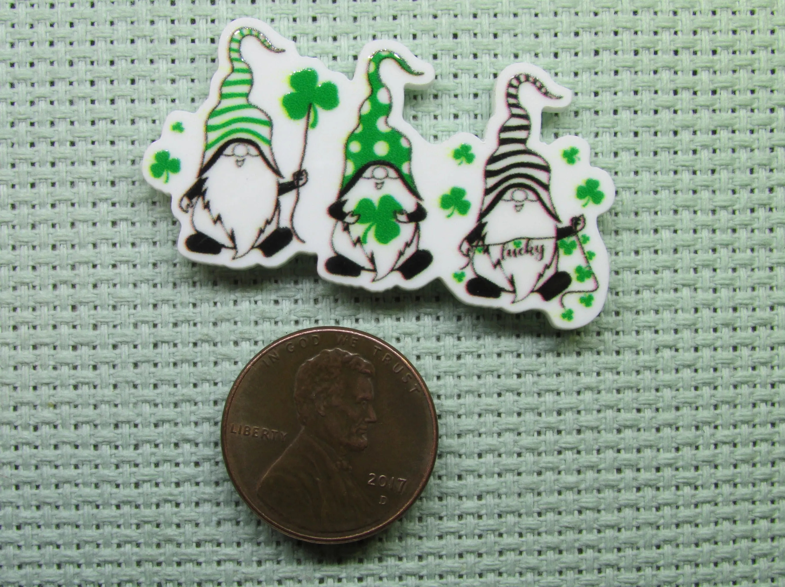 Trio of Lucky Shamrock Gnomes Needle Minder, Cover Minder, Magnet