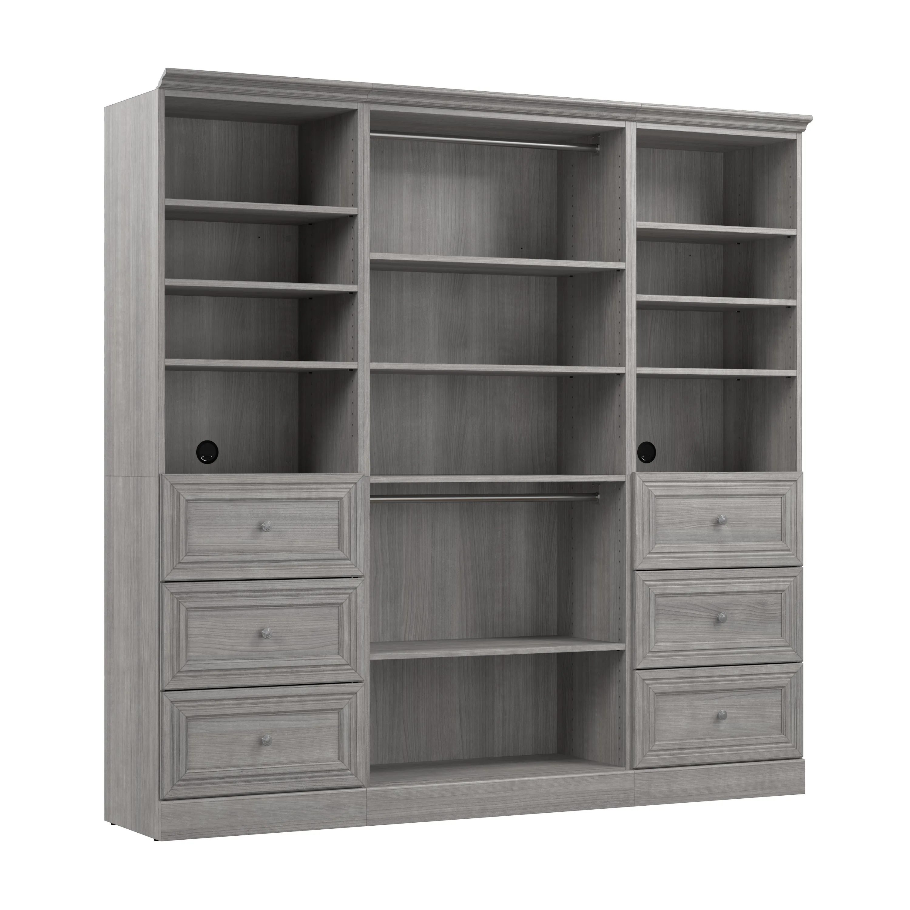 Versatile 86W Closet Organizer with Drawers - Available in 2 Colours