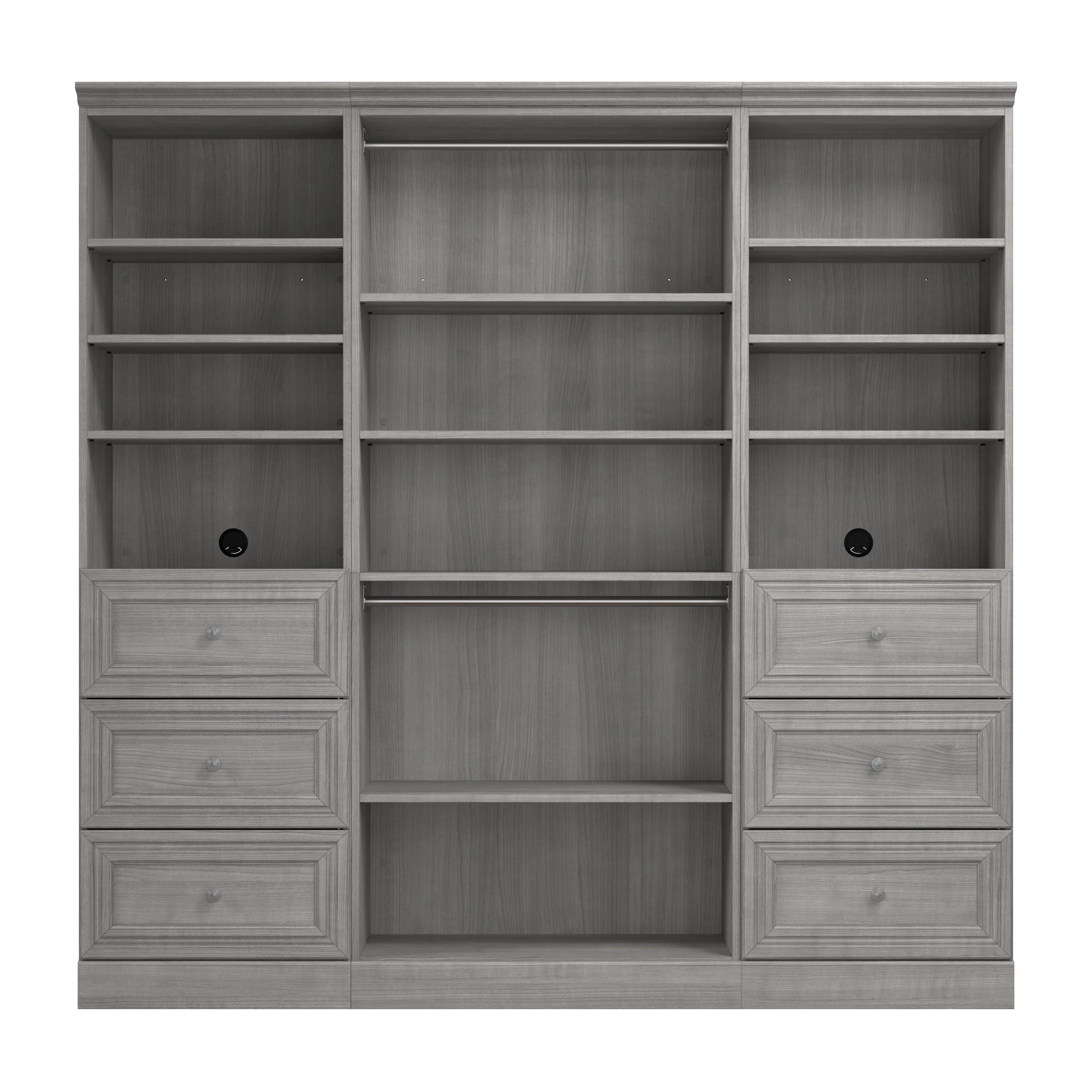 Versatile 86W Closet Organizer with Drawers - Available in 2 Colours