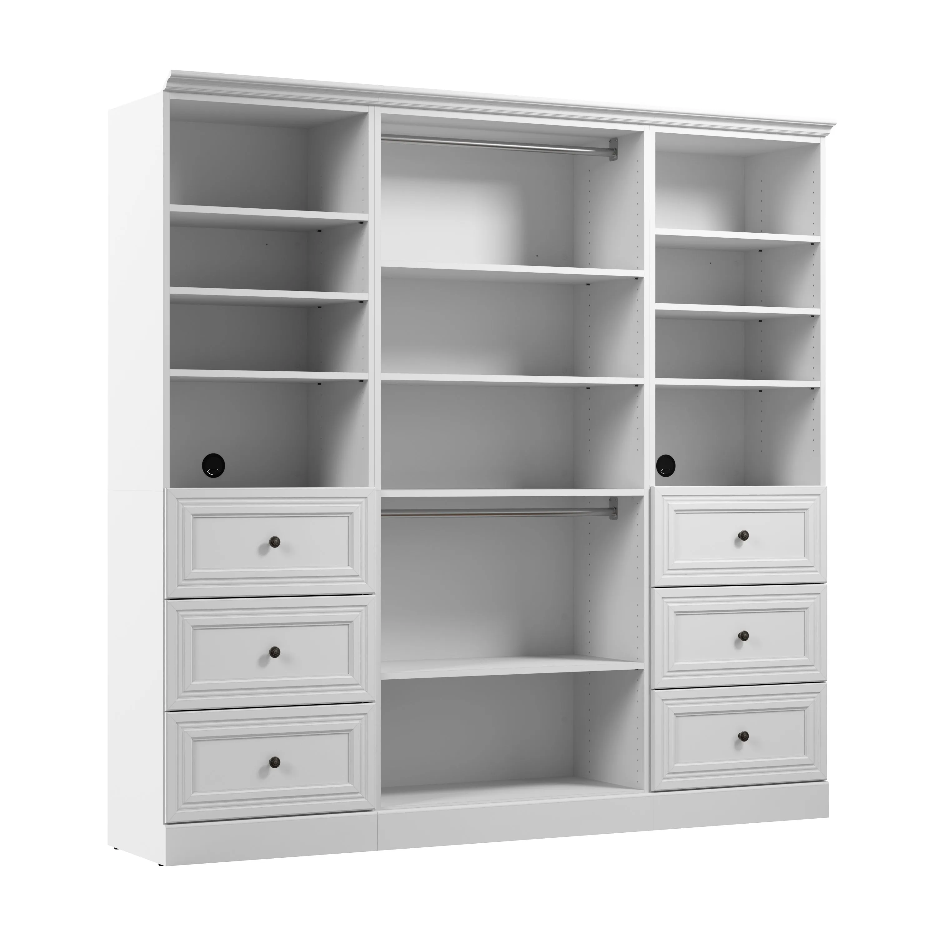 Versatile 86W Closet Organizer with Drawers - Available in 2 Colours