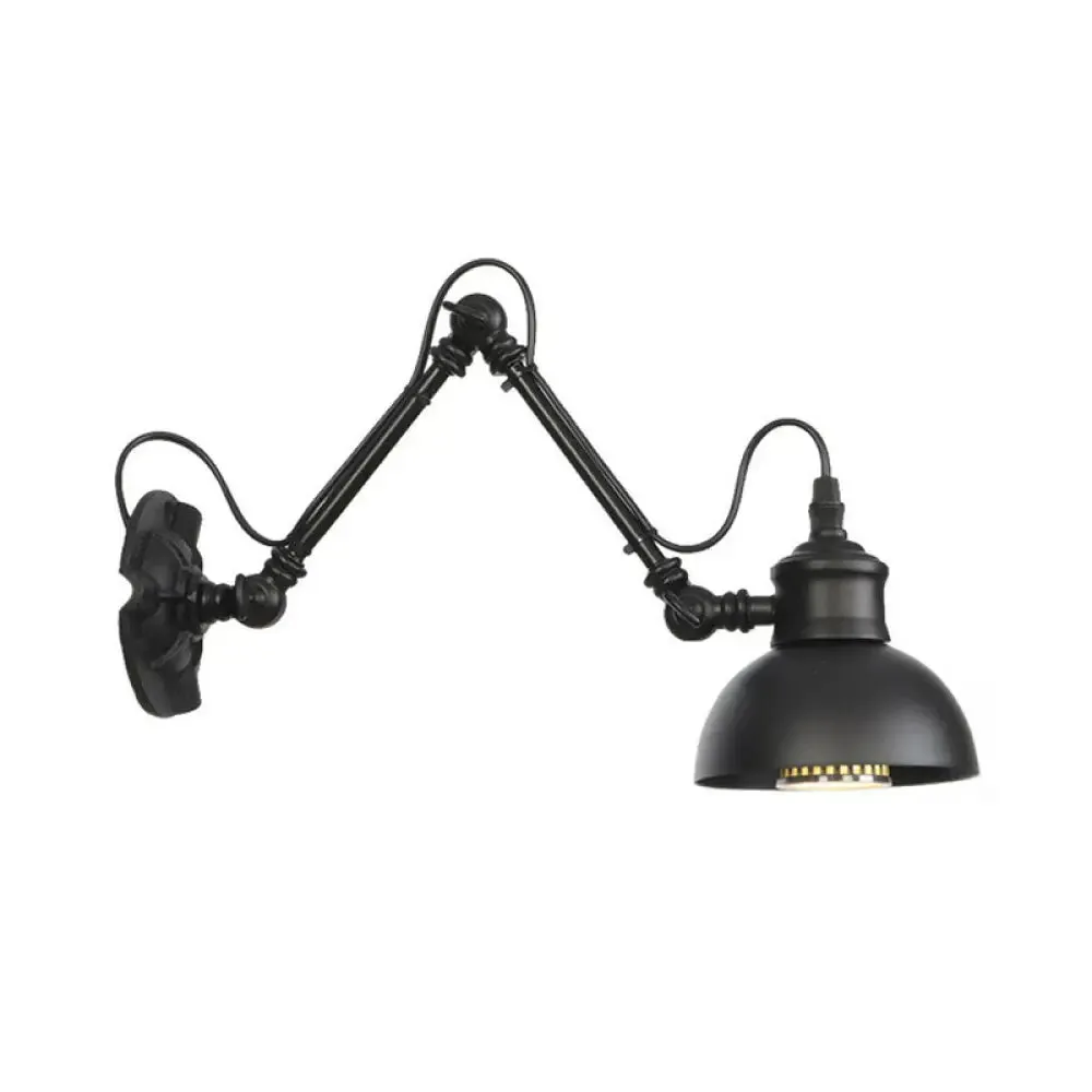 Vintage Matte Black Iron Wall Mount Reading Light with Swing Arm - 1-Bulb Task Wall Lamp