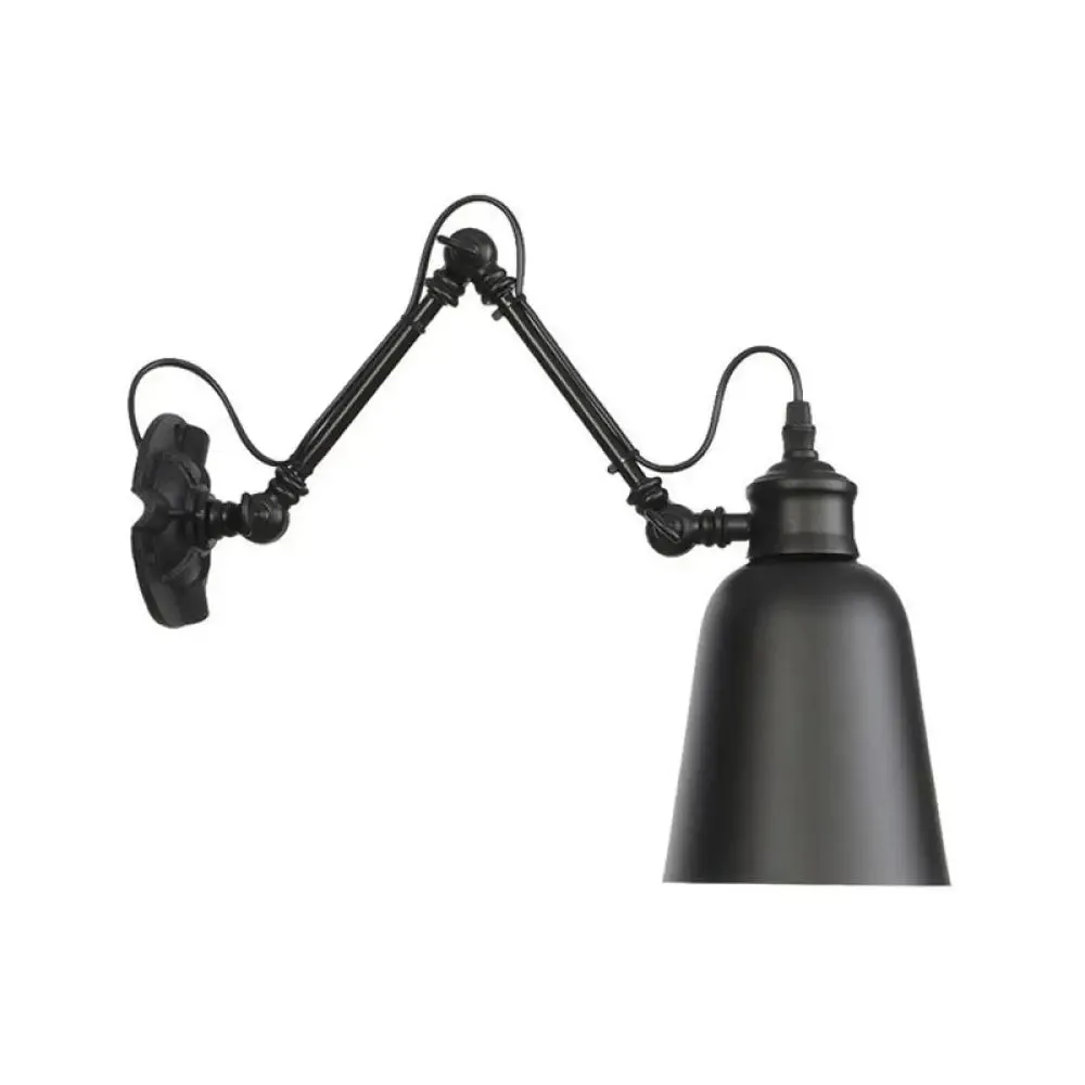 Vintage Matte Black Iron Wall Mount Reading Light with Swing Arm - 1-Bulb Task Wall Lamp