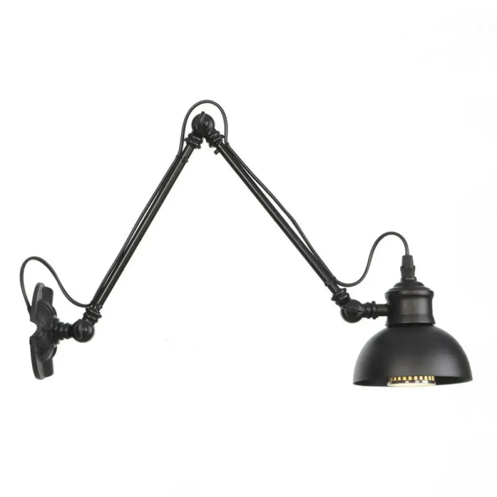 Vintage Matte Black Iron Wall Mount Reading Light with Swing Arm - 1-Bulb Task Wall Lamp