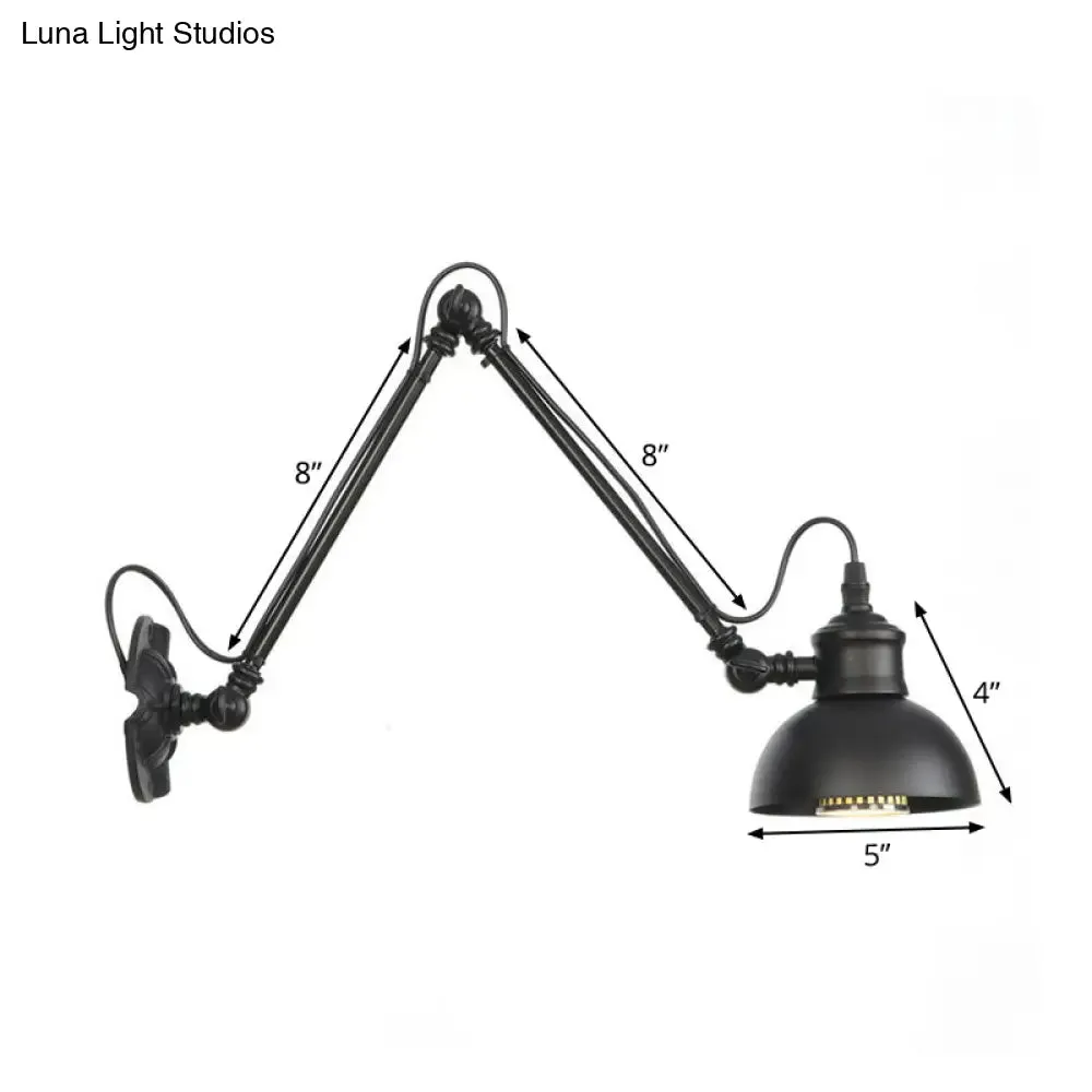 Vintage Matte Black Iron Wall Mount Reading Light with Swing Arm - 1-Bulb Task Wall Lamp