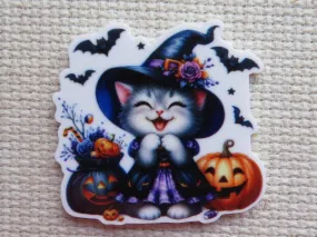 Witchy Kitty Cat Fun Needle Minder, Cover Minder, Magnet